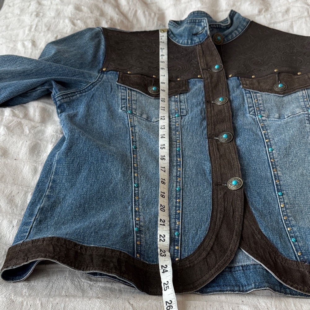 Diane Gilman Blue and Brown Jean Jacket - Picture 11 of 11